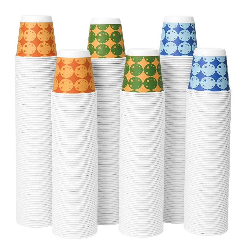Tamone 600 Pack 3 oz Bathroom Cups  Small Paper Cups  Balloon Design Disposable Cups  Blue  Green  Orange  Mouthwash Cups for Party  Picnic  BBQ  Travel  Home and Event - Image 1