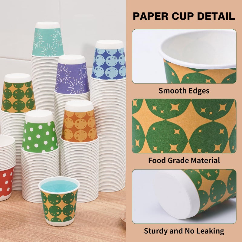 Tamone 600 Pack 3 oz Bathroom Cups  Small Paper Cups  Balloon Design Disposable Cups  Blue  Green  Orange  Mouthwash Cups for Party  Picnic  BBQ  Travel  Home and Event - Image 3