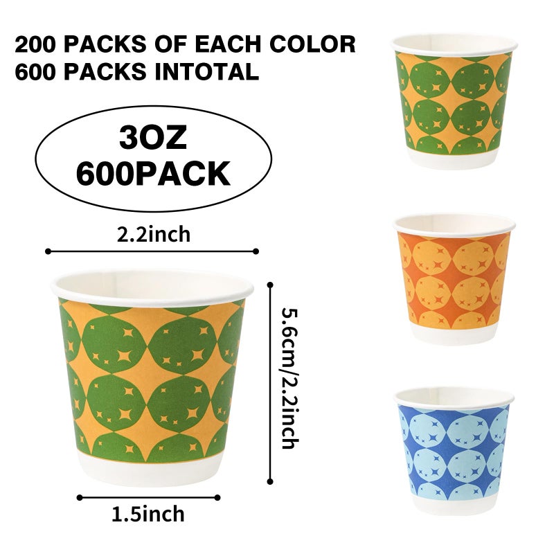 Tamone 600 Pack 3 oz Bathroom Cups  Small Paper Cups  Balloon Design Disposable Cups  Blue  Green  Orange  Mouthwash Cups for Party  Picnic  BBQ  Travel  Home and Event - Image 2