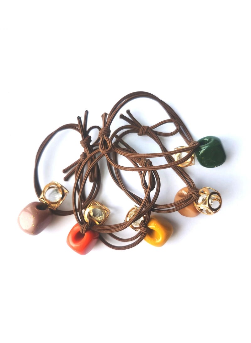 5-piece 6cm hollow Crystal Hair rope elastic band set girls' head rope - Image 1