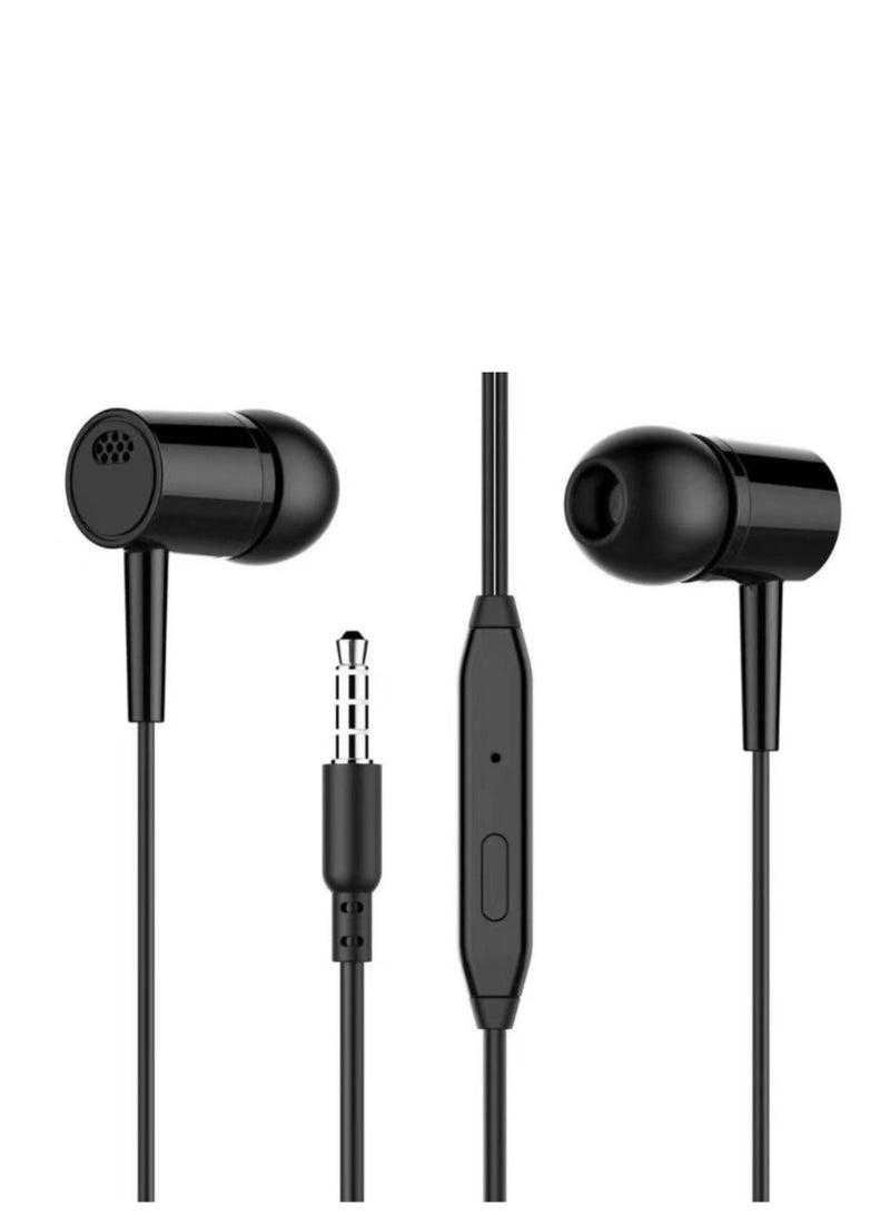 D21 Stereo Wired Earphone with Microphone, Black