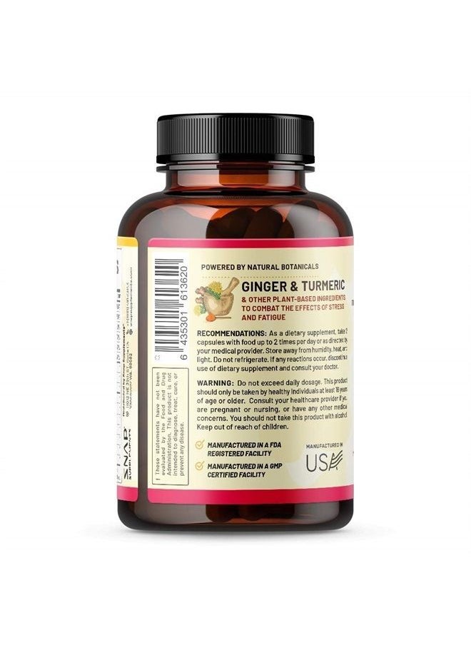 SNAP SUPPLEMENTS - Metabolism and Natural Energy Supplements for Fatigue, Stress Relief, Energy Booster & Better Mood, Energy Pills for Women & Men, Ginger, Turmeric, Rhodiola Rosea + More Herbs & Vitamins (60 Capsules) - Image 1