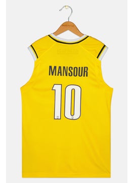 Al Riyadi Kids Boy MANSOUR 10 Sleeveless FIBA Jersey, Yellow  - Image 1