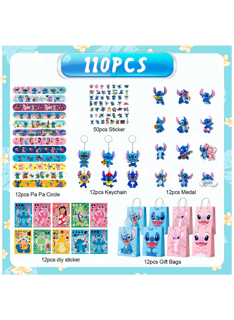 FRUITFUL PARTY All-in-One Stitch Party Favors for 12Guests,  Lilo and Stitch Goodie Bags, Pa Pa Circle, Medal, Stampers, Stickers, Gift Bags More Stitch Birthday Party Supplies  - Image 2