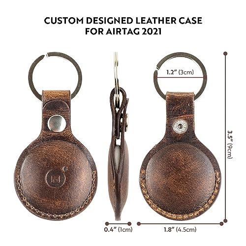 moonster Air Tags-4 Pack for Apple – Genuine AirTag Holder Leather Key Ring – Full-Grain Buffalo Leather AirTag Case w/Reinforced Stitching & Anchored Snap Closure – AirTag Keyring Leather Case - Image 3