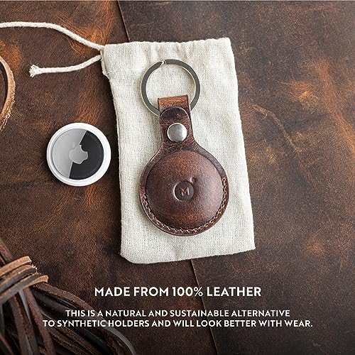 moonster Air Tags-4 Pack for Apple – Genuine AirTag Holder Leather Key Ring – Full-Grain Buffalo Leather AirTag Case w/Reinforced Stitching & Anchored Snap Closure – AirTag Keyring Leather Case - Image 5