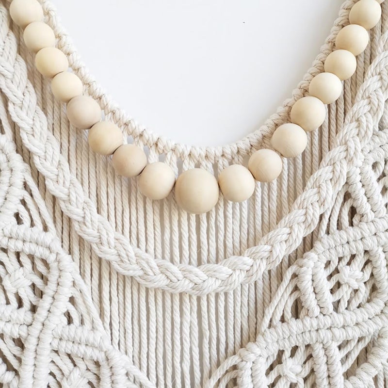 Achart Macrame Wall Hanging Large- Boho Wall Decor- Large Wall Art- Wall Decor Living Room- Macrame Tapestry Boho Decor For Bedroom (Wooden Bead) - Image 2