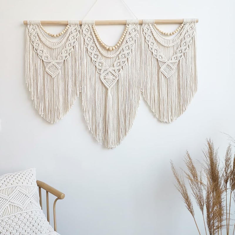 Achart Macrame Wall Hanging Large- Boho Wall Decor- Large Wall Art- Wall Decor Living Room- Macrame Tapestry Boho Decor For Bedroom (Wooden Bead) - Image 5