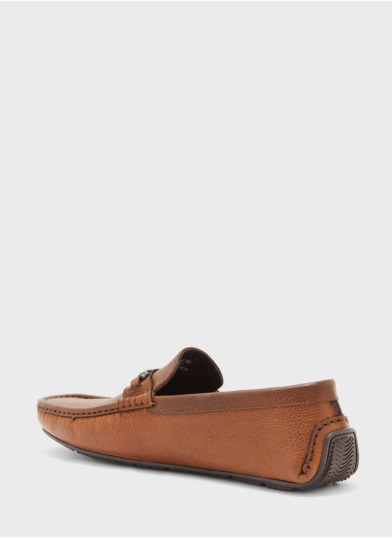 Robert Wood - Genuine Leather Buckle Detail Loafers - Image 1