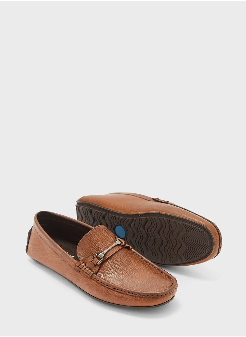 Robert Wood - Genuine Leather Buckle Detail Loafers - Image 1