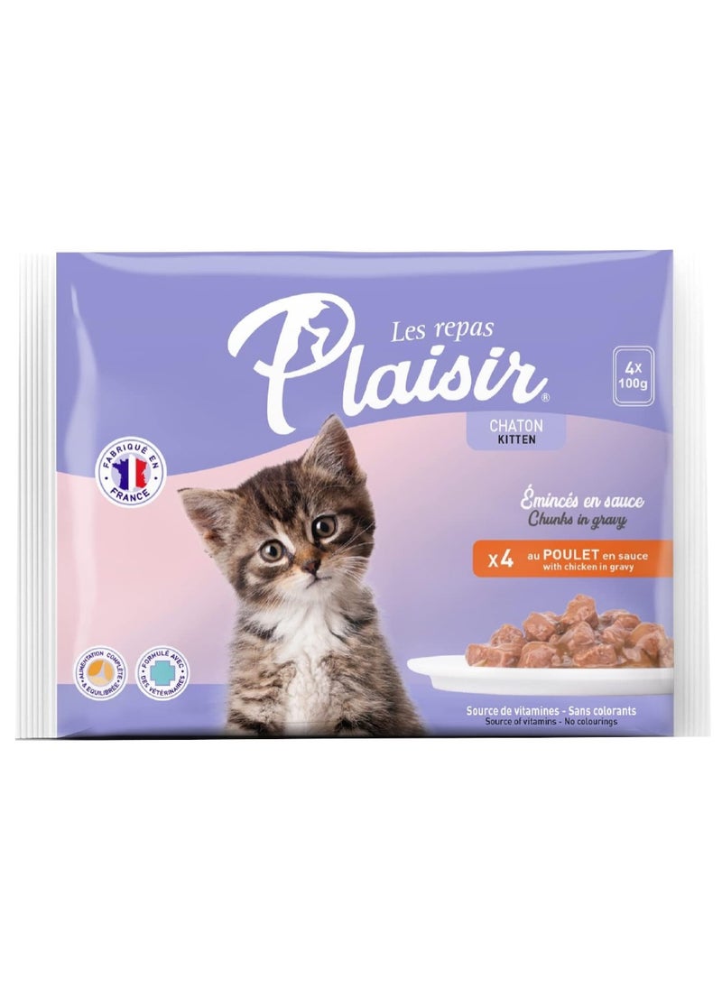 Cats Kitten Chunks in Gravy with Chicken 4 x 100g