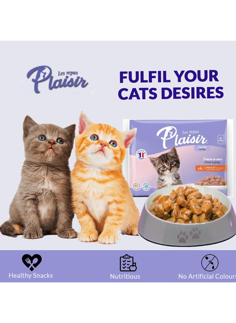 Cats Kitten Chunks in Gravy with Chicken 4 x 100g