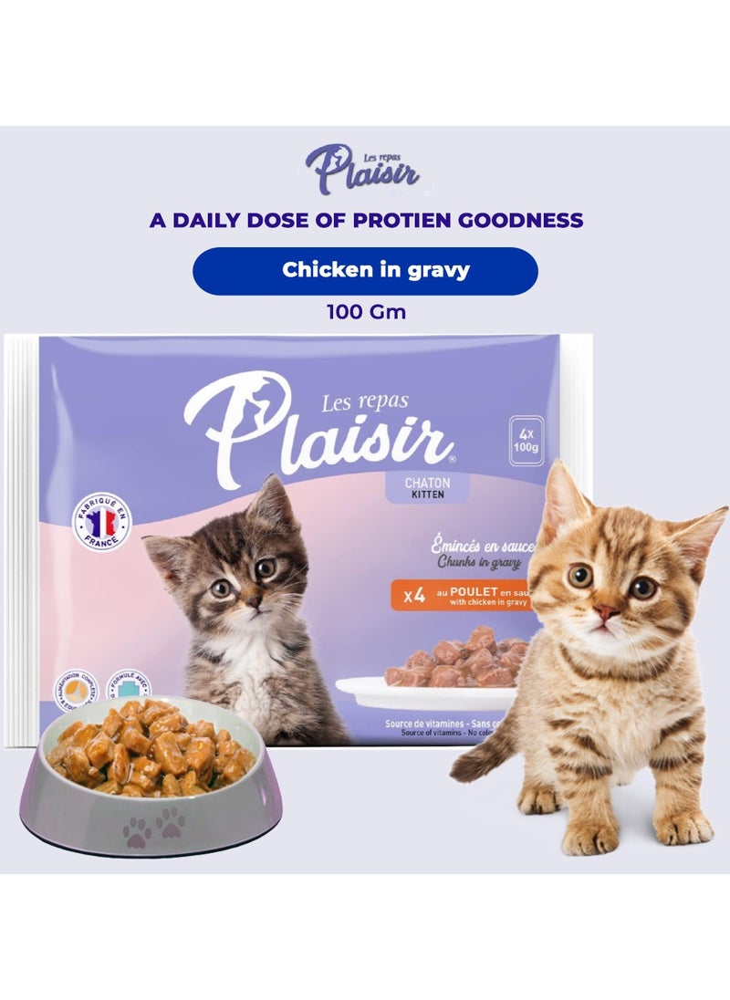 Cats Kitten Chunks in Gravy with Chicken 4 x 100g