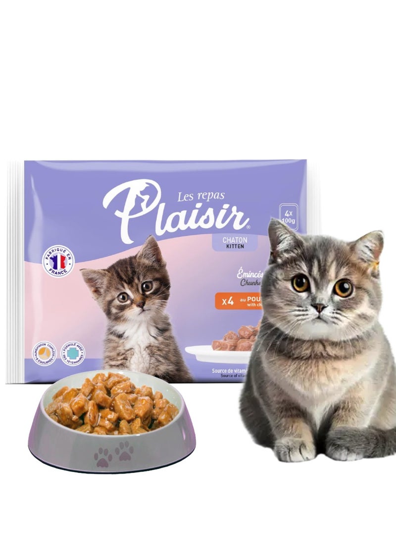 Cats Kitten Chunks in Gravy with Chicken 4 x 100g