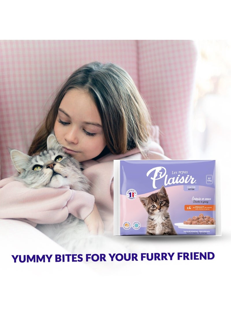 Cats Kitten Chunks in Gravy with Chicken 4 x 100g