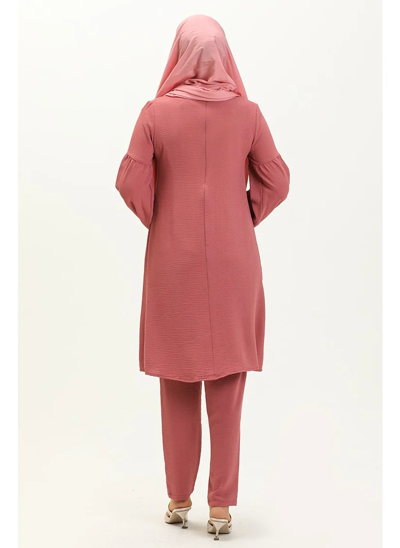 سيفا ميرفي Aerobin Fabric Ribbed Tunic Trousers Double Suit 0001-03 Dusty Rose