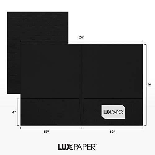 LUXPaper 9" x 12" Presentation Folders | Two Pocket | Black Linen | 100lb. Cover | 50 Qty - Image 3