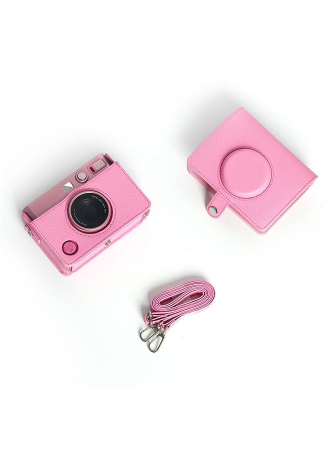 Case for Fuji Mini EVO,Camera Case Compatible for Fuji Mini EVO Camera with Adjustable Shoulder Strap in Pink Lychee Texture Horizontal Style - Image 5