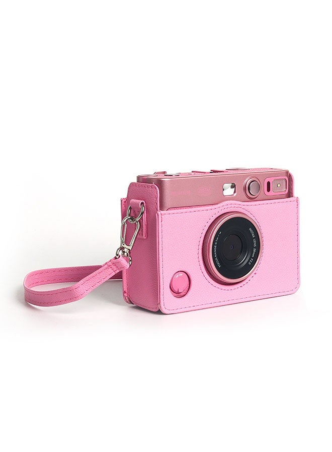 Case for Fuji Mini EVO,Camera Case Compatible for Fuji Mini EVO Camera with Adjustable Shoulder Strap in Pink Lychee Texture Horizontal Style - Image 2