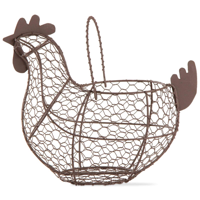 tag Tag 115 inch Farmhouse Rustic Vintage Chicken Wire Egg Basket With Handle For Egg Holder Fruit And Kitchen Living Room Home Rooster Decor Decoration Collecting And Countertop Storing Eggs Brown 