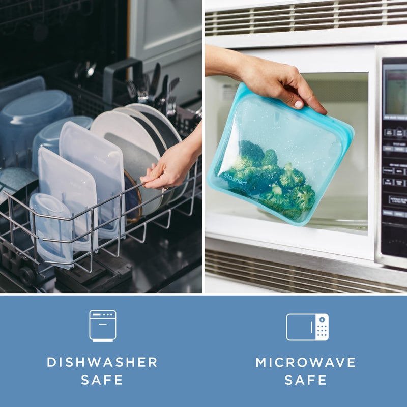 Stasher Silicone Reusable Storage Bags & Insulated Lunch Bag, 3-Pack, Reusable Freezer Bags, Microwave, Dishwasher, Oven Safe, Sous Vide, Lunch Containers, Eco Friendly, Food Storage Bags, Clear - Image 5