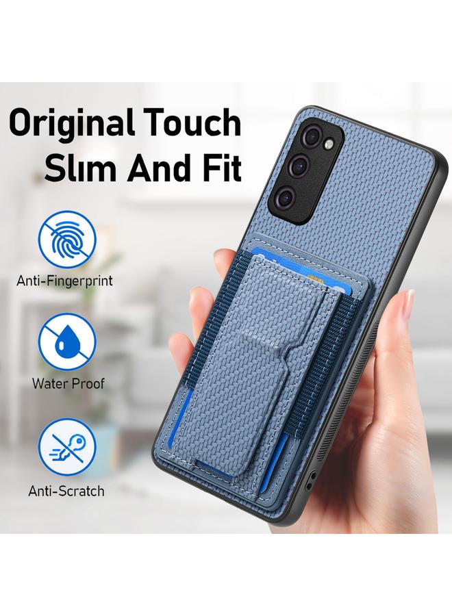 S-TOP Case For Samsung Galaxy S20 FE Carbon Fiber Fold Stand Elastic Card Bag Phone Case - Image 5