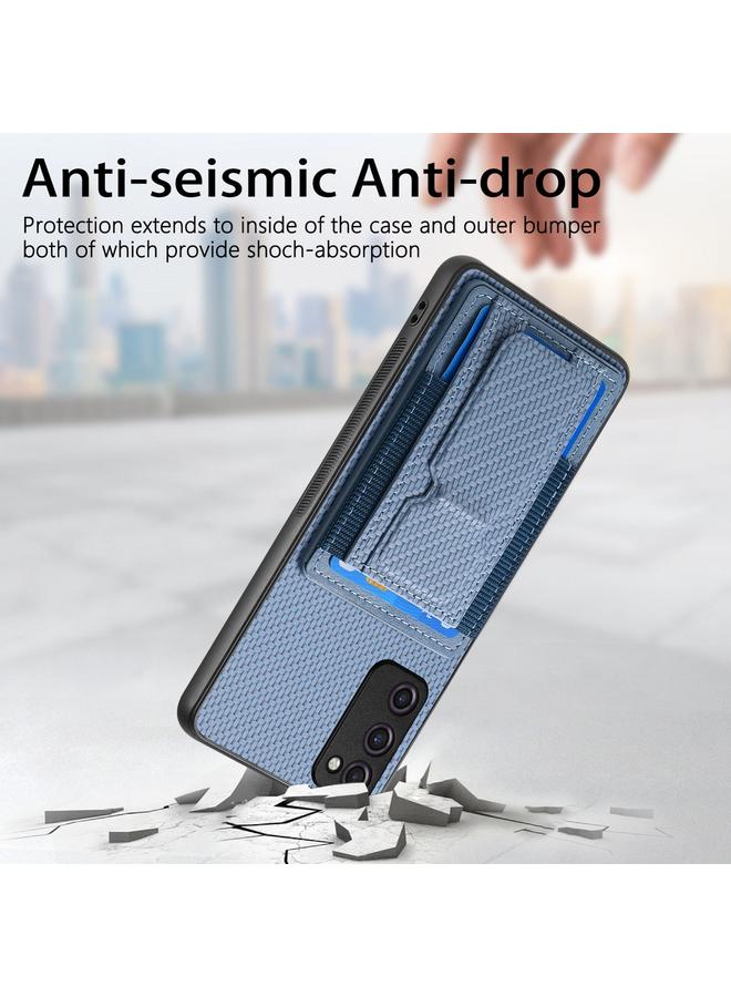 S-TOP Case For Samsung Galaxy S20 FE Carbon Fiber Fold Stand Elastic Card Bag Phone Case - Image 3