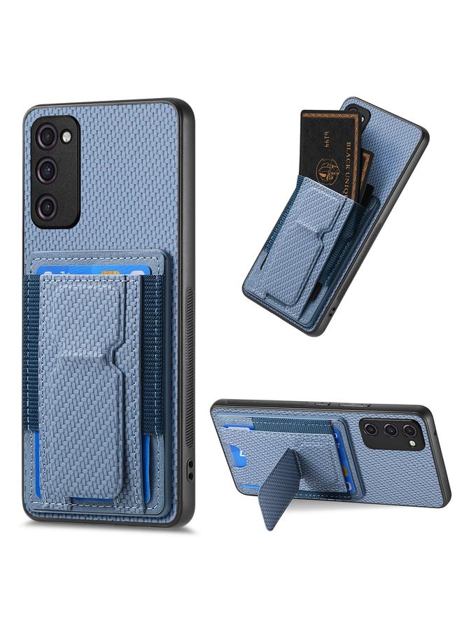 S-TOP Case For Samsung Galaxy S20 FE Carbon Fiber Fold Stand Elastic Card Bag Phone Case - Image 1