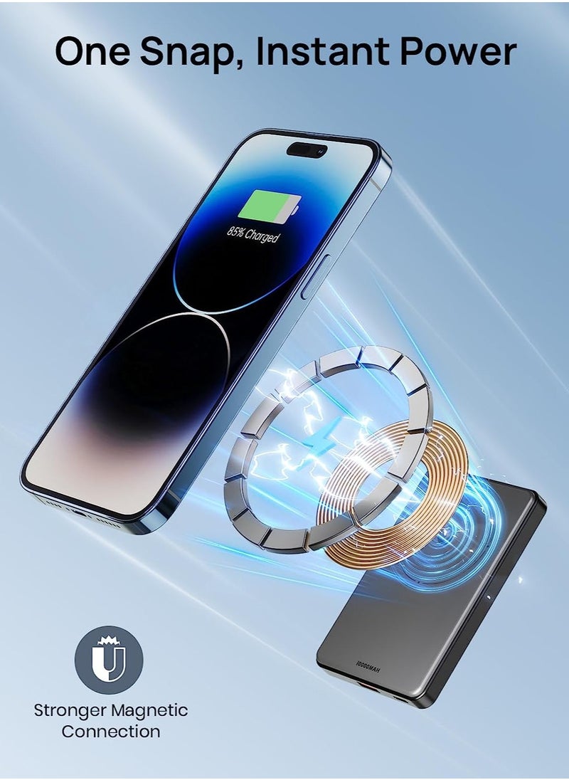 Recci - Wireless Magnetic Power Bank, 𝟏𝟎𝟎𝟎𝟎𝐦𝐚𝐡 Battery Pack with Super Magnetic, USB A&C, for Magsafe , Mini Wireless Portable Charger - Image 1