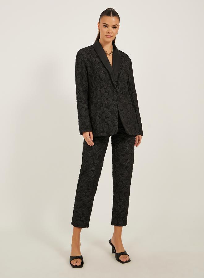 Styli Mid Rise Jacquard Tapered Leg Tailored Pants  - Image 1