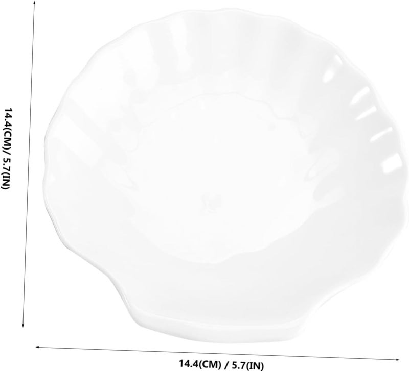 Cabilock 2pcs White Porcelain Shell Dish Multipurpose Ceramic Appetizer Plates Dinner Dessert Salad Plates Elegant Serving Dish 6 Inch - Image 2