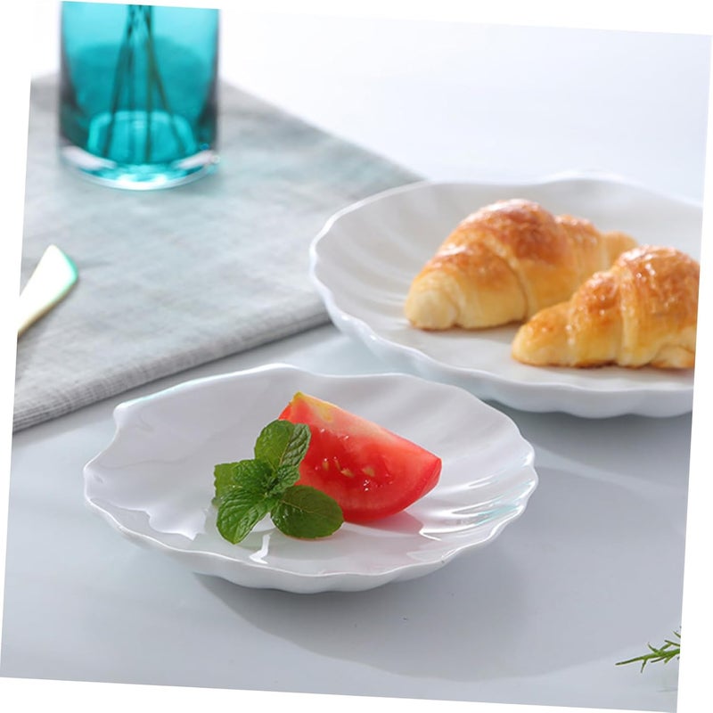 Cabilock 2pcs White Porcelain Shell Dish Multipurpose Ceramic Appetizer Plates Dinner Dessert Salad Plates Elegant Serving Dish 6 Inch - Image 4