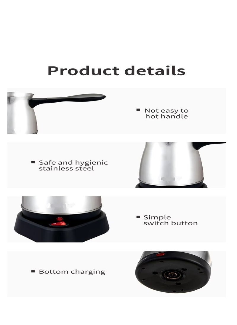 DISNIE Disnie Electric Turkish Coffee Pot, Stainless Small Brewing Coffee Machine, Portable Mocha Latte Milk Espresso Coffee Maker Teapot Kettle 500ml Gives 5 cup of Coffee CEZVE Design Coffee Maker  - Image 5