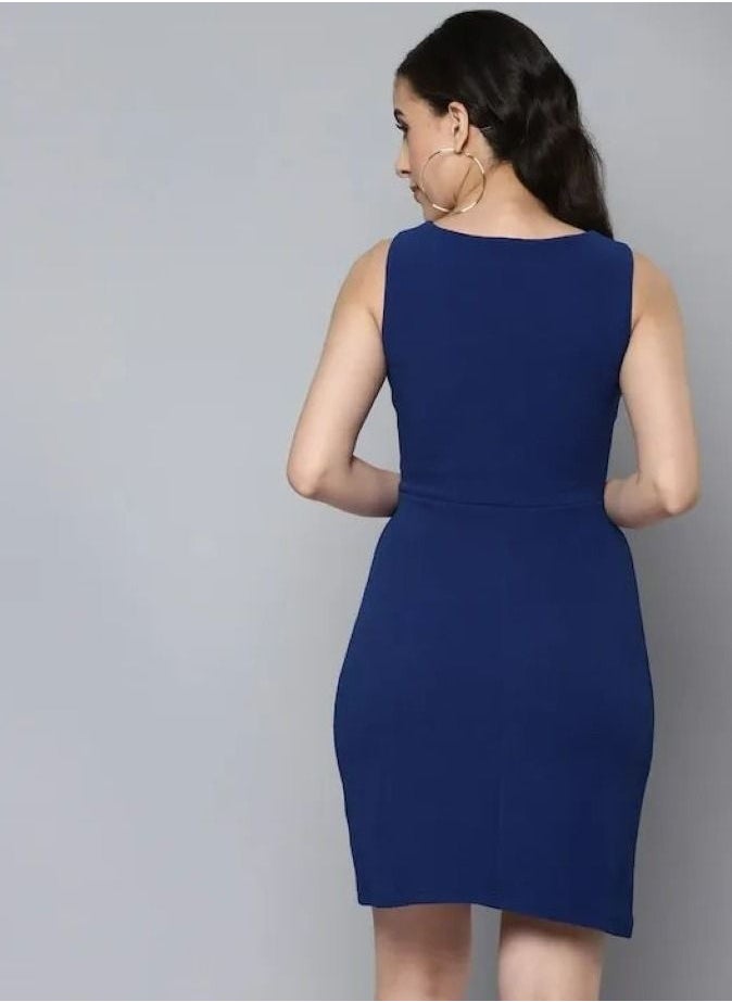 SASSAFRAS - WOMEN BLUE CUT-OUTS BODYCON DRESS - Image 1