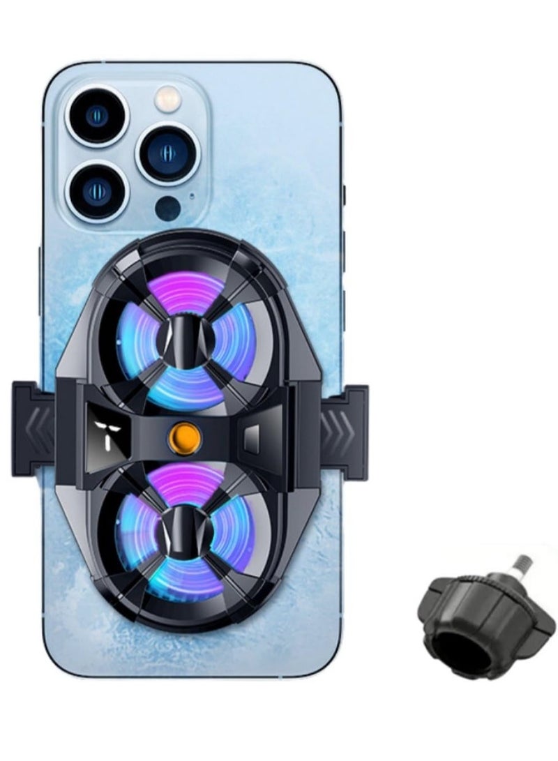 Arabest Dual Cooling Fan Cell Phone Cooler For Gaming Plug & Switch LED Display 3 Speed Fan With Phone Holder - Image 2