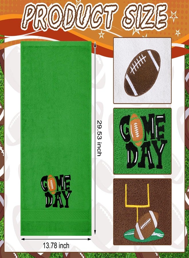 SmoothNovelty 3 Pcs Football Hand Towels for Bathroom Embroidered Bathroom Towels Farmhouse Decorative 13.78 x 29.53 Inch Absorbent Soft Cotton for Kitchen Dish Fast Drying Decor - Image 3