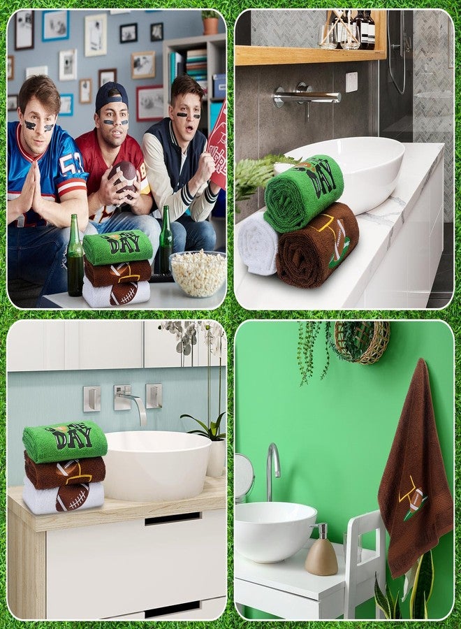 SmoothNovelty 3 Pcs Football Hand Towels for Bathroom Embroidered Bathroom Towels Farmhouse Decorative 13.78 x 29.53 Inch Absorbent Soft Cotton for Kitchen Dish Fast Drying Decor - Image 5