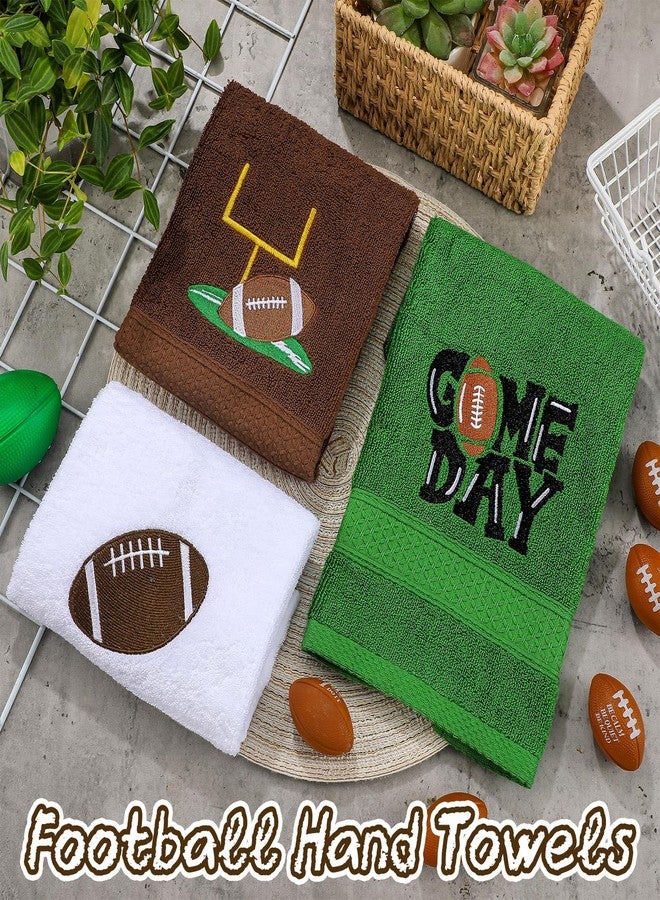 SmoothNovelty 3 Pcs Football Hand Towels for Bathroom Embroidered Bathroom Towels Farmhouse Decorative 13.78 x 29.53 Inch Absorbent Soft Cotton for Kitchen Dish Fast Drying Decor - Image 4