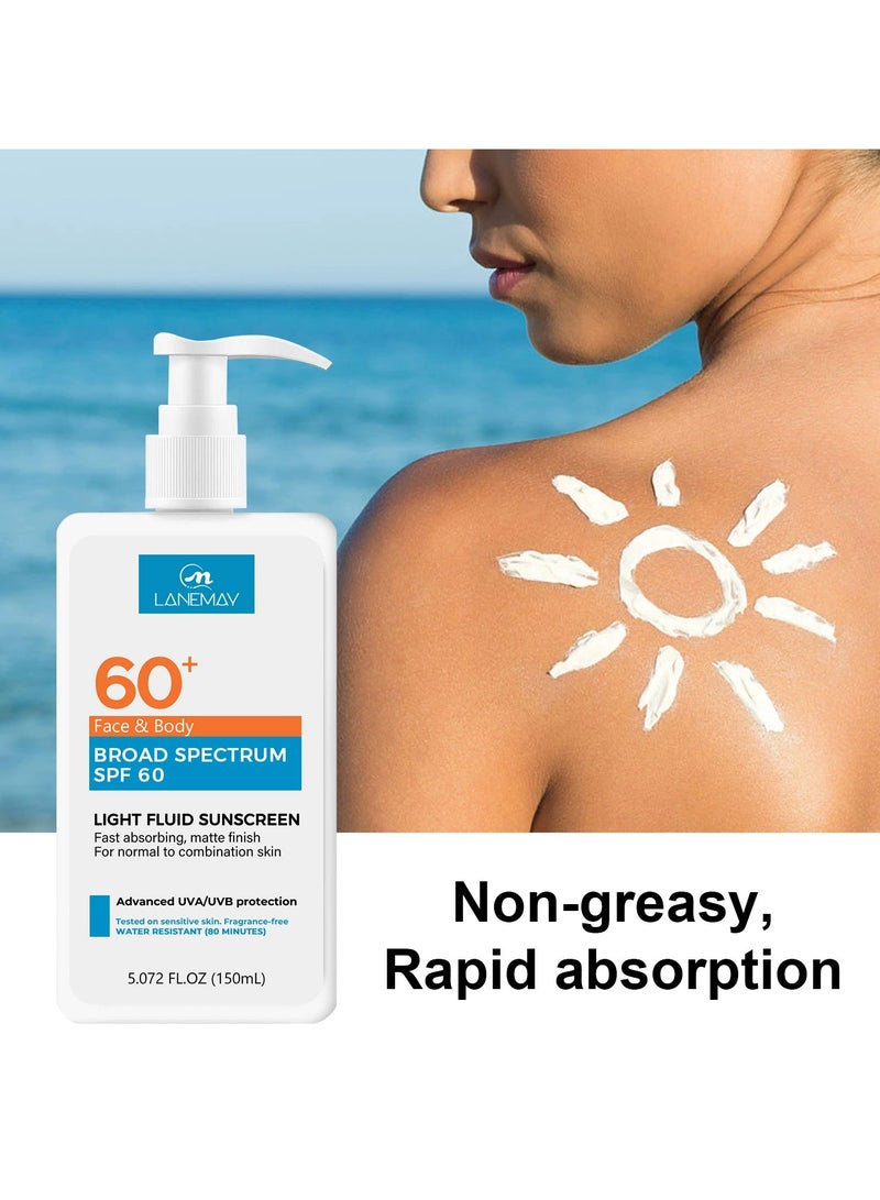 LANEMAY SPF60 Sunscreen Cream – Waterproof Sweatproof UV Protection Sunblock, Brightening Non-Greasy All Day Wear - Image 1