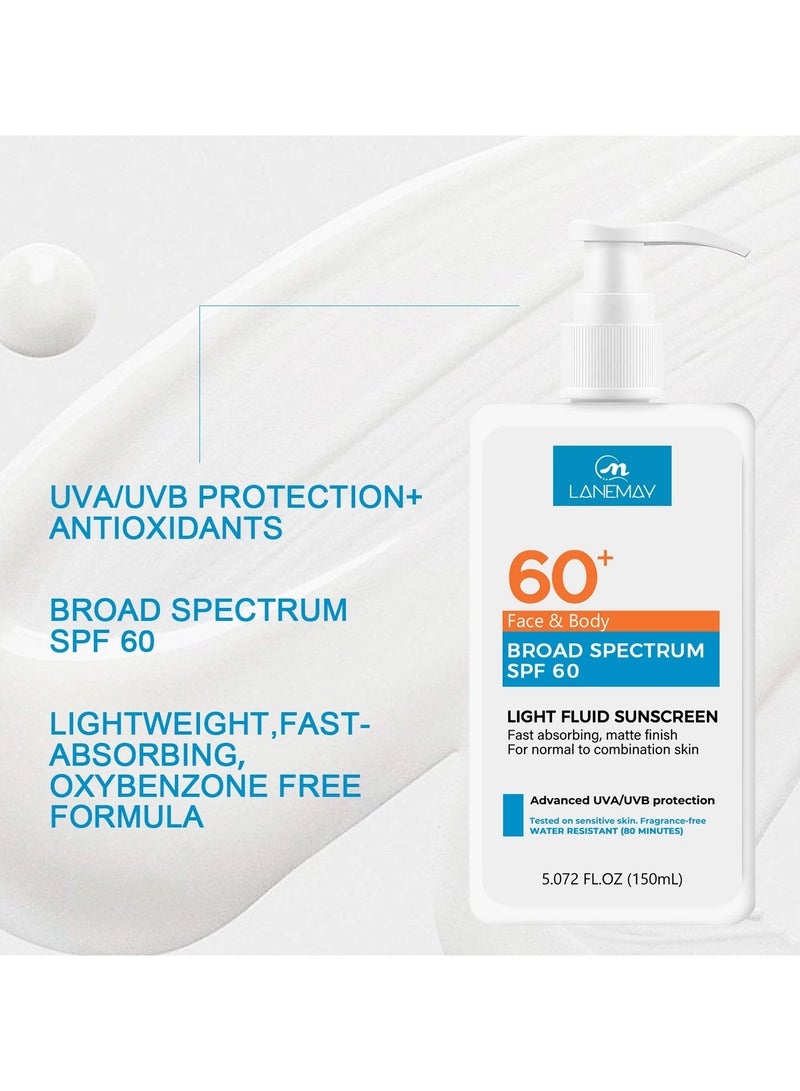 LANEMAY SPF60 Sunscreen Cream – Waterproof Sweatproof UV Protection Sunblock, Brightening Non-Greasy All Day Wear - Image 2