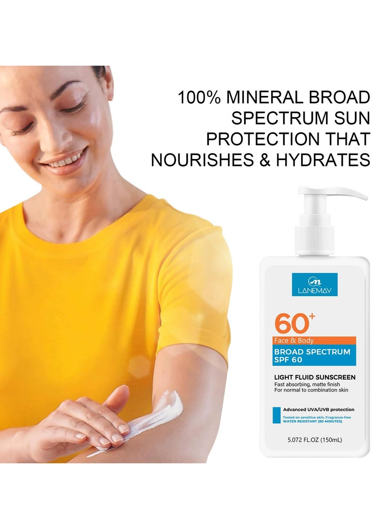 LANEMAY SPF60 Sunscreen Cream – Waterproof Sweatproof UV Protection Sunblock, Brightening Non-Greasy All Day Wear - Image 3