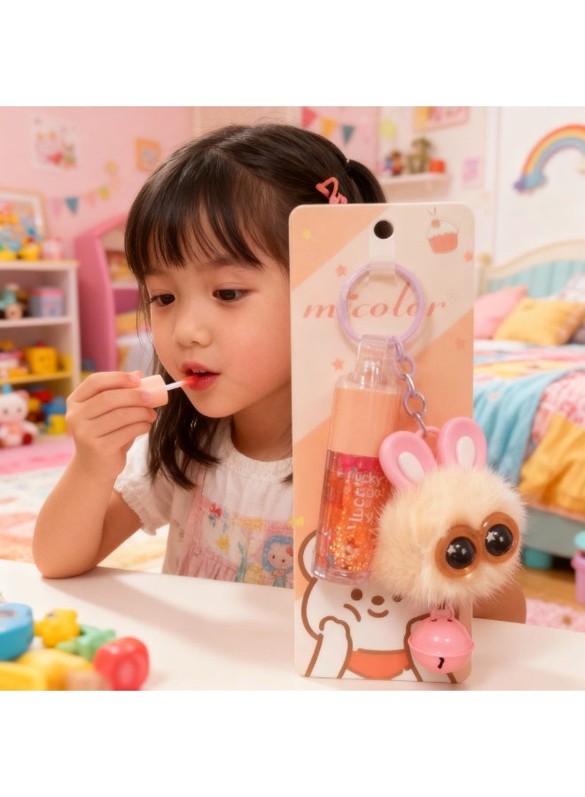 لاكي ملمع شفاه برتقالي لامع مع سلسلة مفاتيح جميلة - Image 2