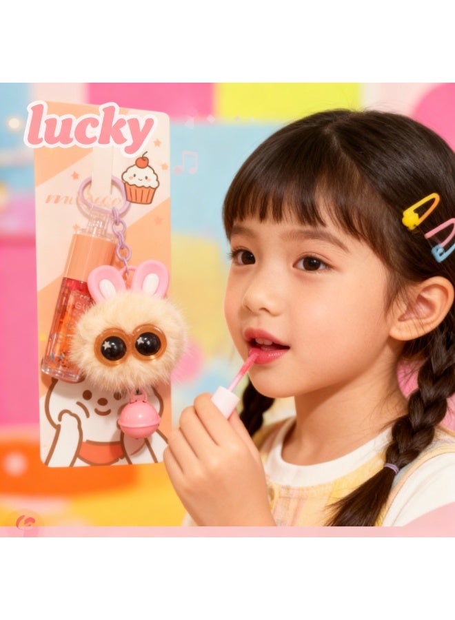 لاكي ملمع شفاه برتقالي لامع مع سلسلة مفاتيح جميلة - Image 4