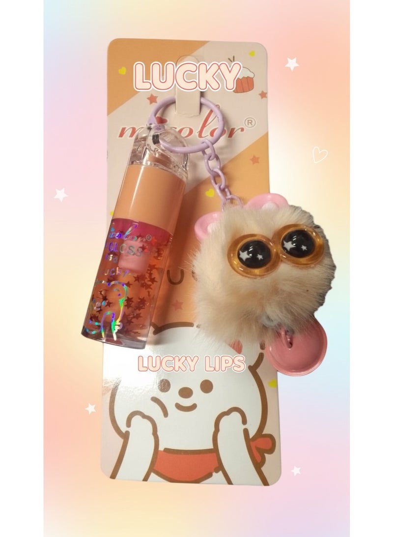 لاكي ملمع شفاه برتقالي لامع مع سلسلة مفاتيح جميلة - Image 5