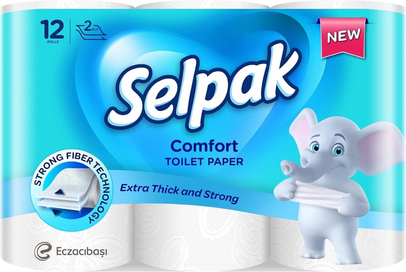 Selpak 2 Ply Toilet Paper 12 Rolls 150 Sheets - Image 1