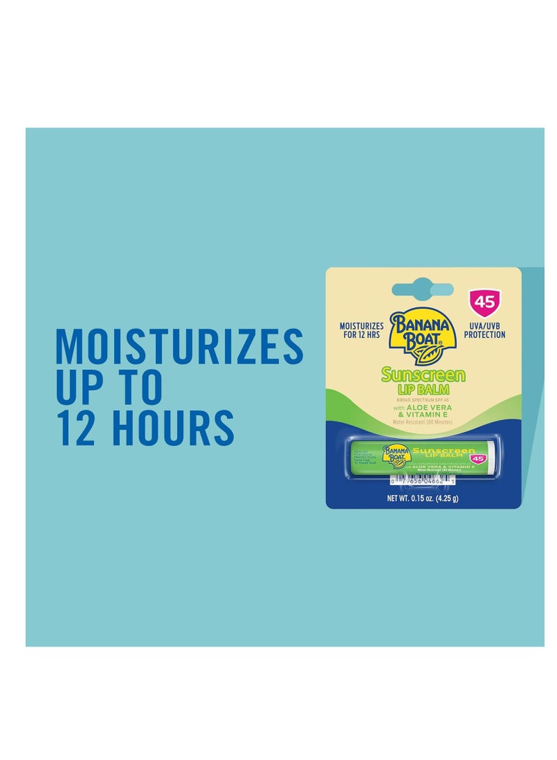 BANANA BOAT Banana Boat Sunscreen Lip Balm SPF 45 with Aloe Vera & Vitamin E, 0.15oz | Lip SPF, Aloe Vera Lip Balm with SPF, Vitamin E Lip Balm, Moisturizing Lip Balm, Lip Sunblock, Travel Sunscreen, 0.15oz - Image 2