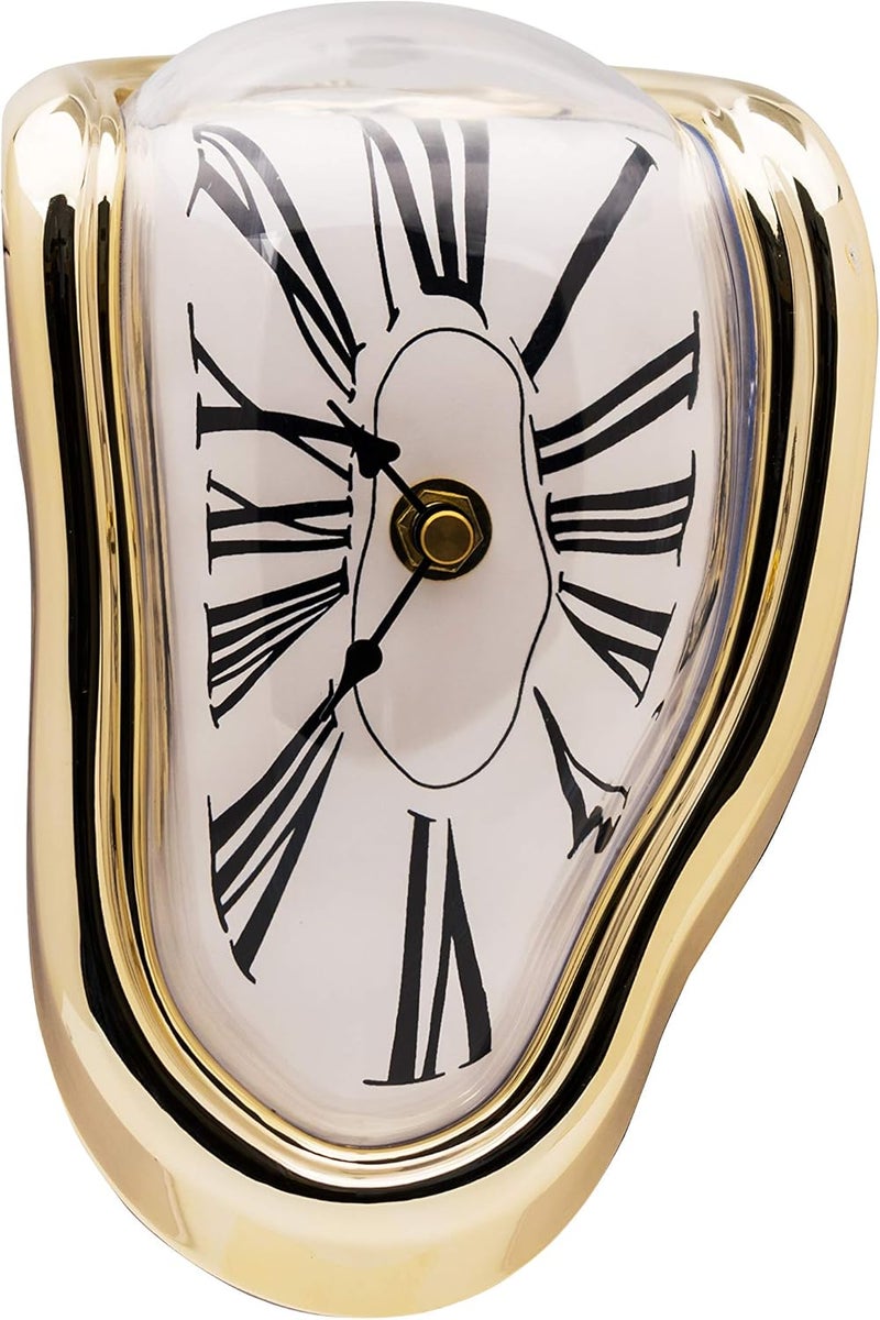 FAREVER Melting Clock, Salvador Dali Watch Melted Clock for Decorative Home Office Shelf Desk Table Funny Creative Gift, Gold - Image 4