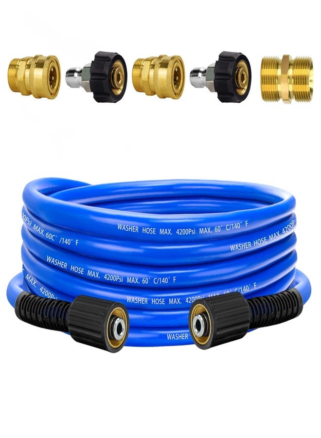VIHEG Pressure Power Washer Hose 25 FT x 1/4", Super Flexible Kink Resistant Car Washer Replacement with M22 Fittings & 3/8" Quick Connect Adapters, 4200PSI - Image 1