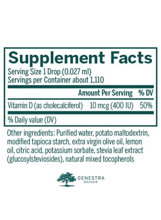 Genestra Brands D-Mulsion 400 - Liquid Vitamin D Supplement - Natural Lemon Flavor - 1,110 Servings - Image 2