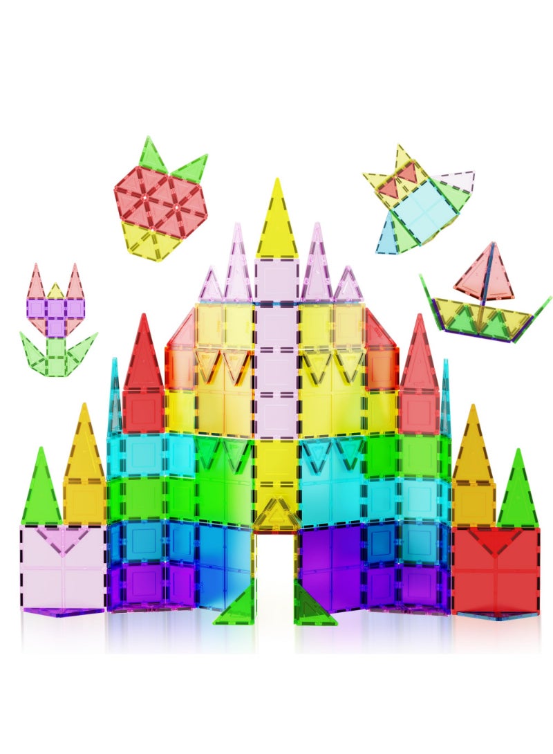 AROAQ Tiles Set Magnet Building Tiles Clear Magnetic 3D Building Blocks Construction 100Pcs - Image 1